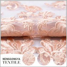 Bordado de malha de alta qualidade Poly floral nupcial tecido tule
